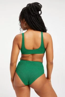 GOOD AMERICAN Bikini Tops SPARKLE SCOOP TOP | SUMMER GREEN002