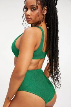 GOOD AMERICAN Bikini Tops SPARKLE SCOOP TOP | SUMMER GREEN002