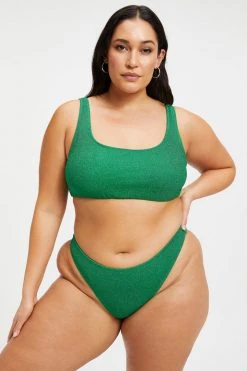 GOOD AMERICAN Bikini Tops SPARKLE SCOOP TOP | SUMMER GREEN002