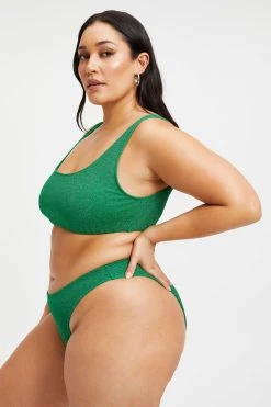 GOOD AMERICAN Bikini Tops SPARKLE SCOOP TOP | SUMMER GREEN002