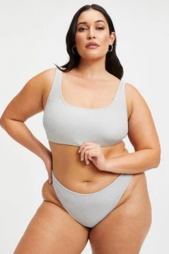 Best Sale ⌛ GOOD AMERICAN SPARKLE SCOOP TOP | SILVER001 🛒 13 GOOD AMERICAN SPARKLE SCOOP TOP | SILVER001