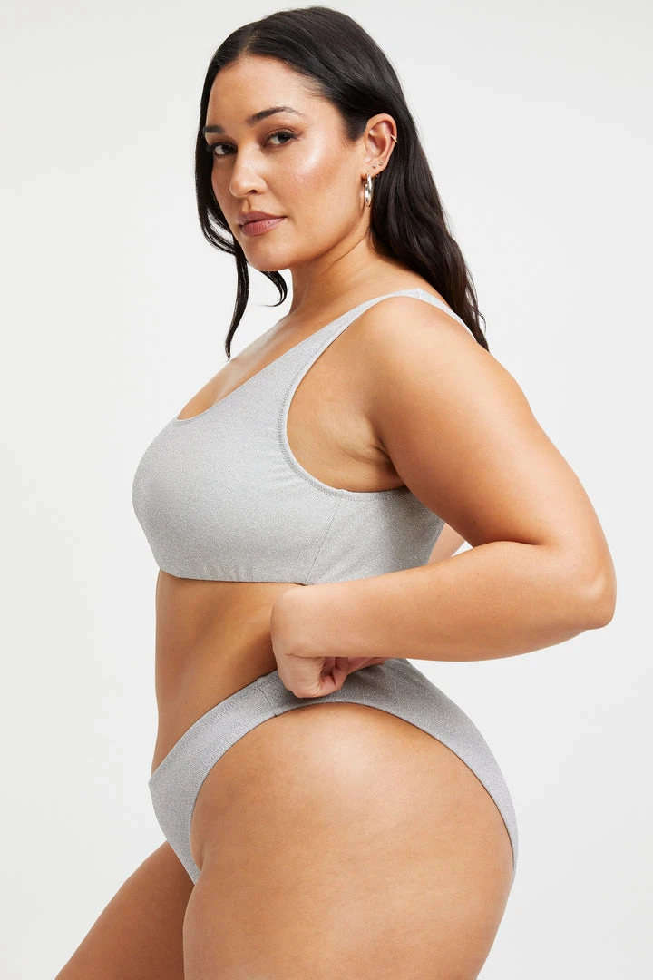 Best Sale ⌛ GOOD AMERICAN SPARKLE SCOOP TOP | SILVER001 🛒 4 GOOD AMERICAN SPARKLE SCOOP TOP | SILVER001