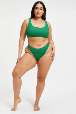 GOOD AMERICAN SPARKLE BETTER BIKINI BOTTOM | SUMMER GREEN002