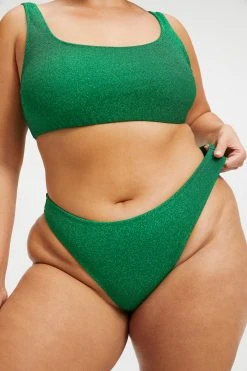 GOOD AMERICAN SPARKLE BETTER BIKINI BOTTOM | SUMMER GREEN002