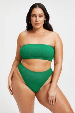GOOD AMERICAN SPARKLE BETTER BAND TOP | SUMMER GREEN002 Bikini Tops