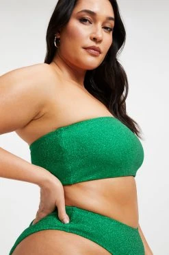 GOOD AMERICAN SPARKLE BETTER BAND TOP | SUMMER GREEN002 Bikini Tops