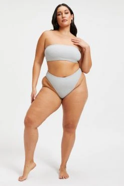 GOOD AMERICAN Bikini Tops SPARKLE BETTER BAND TOP | SILVER001