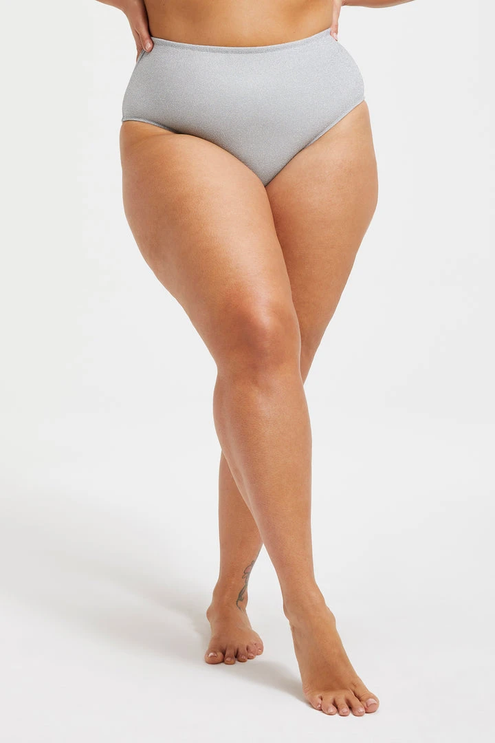 Flash Sale 😍 GOOD AMERICAN SPARKLE SWIM BRIEF | SILVER001 👍 Bikini Bottoms ⭐ 6 GOOD AMERICAN SPARKLE SWIM BRIEF | SILVER001 Bikini Bottoms