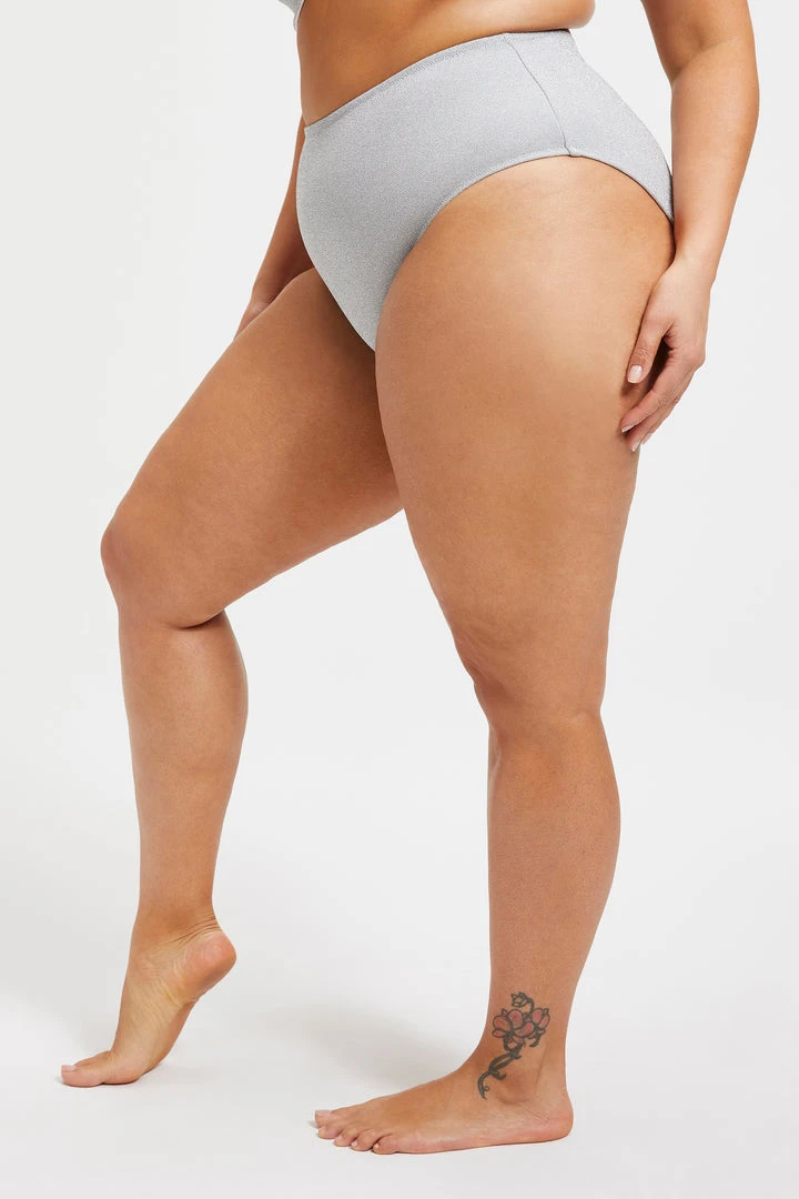 Flash Sale 😍 GOOD AMERICAN SPARKLE SWIM BRIEF | SILVER001 👍 Bikini Bottoms ⭐ 9 GOOD AMERICAN SPARKLE SWIM BRIEF | SILVER001 Bikini Bottoms