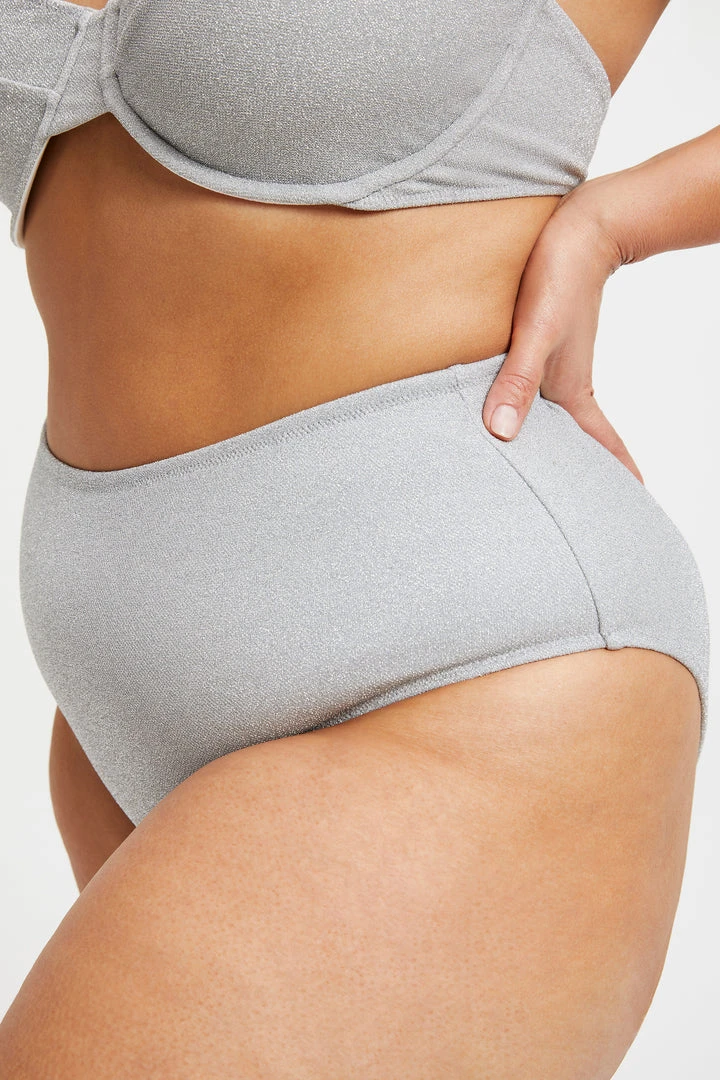 Flash Sale 😍 GOOD AMERICAN SPARKLE SWIM BRIEF | SILVER001 👍 Bikini Bottoms ⭐ 8 GOOD AMERICAN SPARKLE SWIM BRIEF | SILVER001 Bikini Bottoms