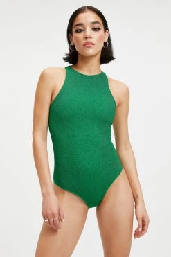 Coupon 😉 GOOD AMERICAN SPARKLE RACER NECK ONE-PIECE | ☀️ SUMMER GREEN002 ❤️ 16 GOOD AMERICAN SPARKLE RACER NECK ONE-PIECE | SUMMER GREEN002