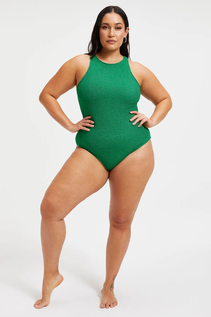 Coupon 😉 GOOD AMERICAN SPARKLE RACER NECK ONE-PIECE | ☀️ SUMMER GREEN002 ❤️ 2 GOOD AMERICAN SPARKLE RACER NECK ONE-PIECE | SUMMER GREEN002