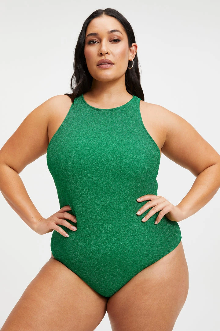 Coupon 😉 GOOD AMERICAN SPARKLE RACER NECK ONE-PIECE | ☀️ SUMMER GREEN002 ❤️ 3 GOOD AMERICAN SPARKLE RACER NECK ONE-PIECE | SUMMER GREEN002