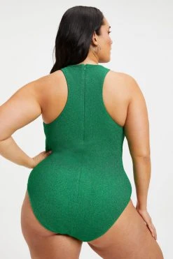 Coupon 😉 GOOD AMERICAN SPARKLE RACER NECK ONE-PIECE | ☀️ SUMMER GREEN002 ❤️ 15 GOOD AMERICAN SPARKLE RACER NECK ONE-PIECE | SUMMER GREEN002