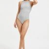 GOOD AMERICAN SPARKLE RACER NECK ONE-PIECE | SILVER001