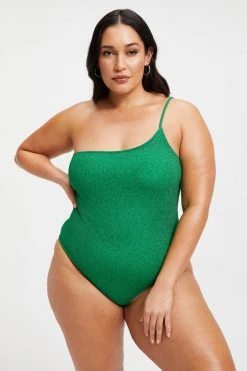 GOOD AMERICAN One-Pieces SPARKLE HOT SHOULDER ONE-PIECE | SUMMER GREEN002