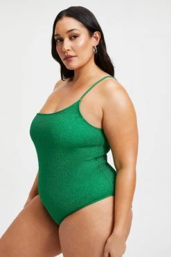 GOOD AMERICAN One-Pieces SPARKLE HOT SHOULDER ONE-PIECE | SUMMER GREEN002