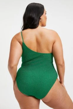 GOOD AMERICAN One-Pieces SPARKLE HOT SHOULDER ONE-PIECE | SUMMER GREEN002