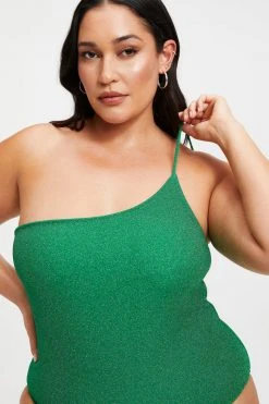 GOOD AMERICAN One-Pieces SPARKLE HOT SHOULDER ONE-PIECE | SUMMER GREEN002