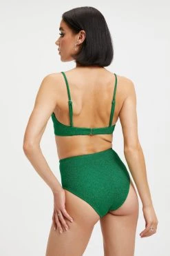 GOOD AMERICAN SPARKLE DEMI TOP | SUMMER GREEN002 Bikini Tops