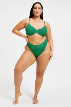 GOOD AMERICAN SPARKLE DEMI TOP | SUMMER GREEN002 Bikini Tops