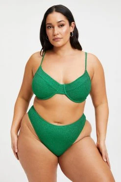GOOD AMERICAN SPARKLE DEMI TOP | SUMMER GREEN002 Bikini Tops