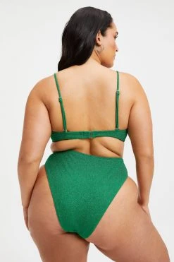 GOOD AMERICAN SPARKLE DEMI TOP | SUMMER GREEN002 Bikini Tops