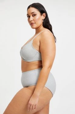 GOOD AMERICAN SPARKLE DEMI TOP | SILVER001