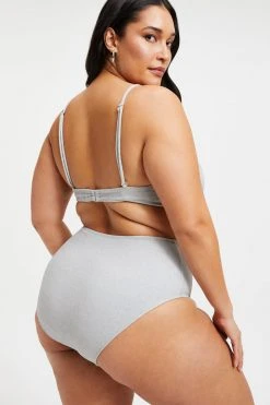 GOOD AMERICAN SPARKLE DEMI TOP | SILVER001