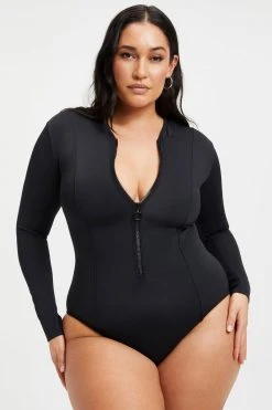 GOOD AMERICAN GOOD COMPRESSION SUIT | BLACK001