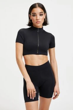 GOOD AMERICAN GOOD COMPRESSION SWIM SHIRT | BLACK001