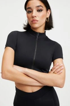 GOOD AMERICAN GOOD COMPRESSION SWIM SHIRT | BLACK001