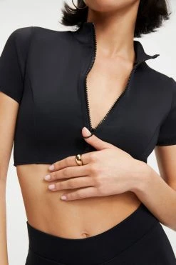 GOOD AMERICAN GOOD COMPRESSION SWIM SHIRT | BLACK001