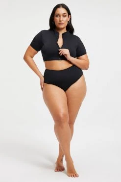 GOOD AMERICAN GOOD COMPRESSION SWIM SHIRT | BLACK001