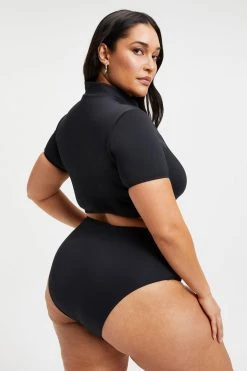 GOOD AMERICAN GOOD COMPRESSION SWIM SHIRT | BLACK001