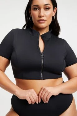 GOOD AMERICAN GOOD COMPRESSION SWIM SHIRT | BLACK001