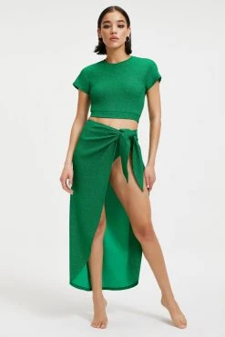 GOOD AMERICAN SPARKLE TIE SARONG | SUMMER GREEN002 Cover Ups