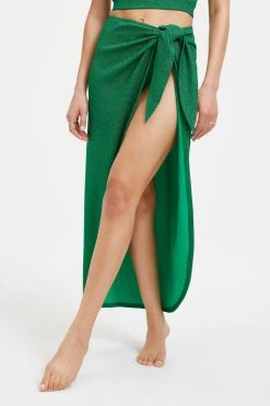 GOOD AMERICAN SPARKLE TIE SARONG | SUMMER GREEN002 Cover Ups