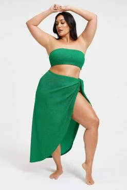 GOOD AMERICAN SPARKLE TIE SARONG | SUMMER GREEN002 Cover Ups