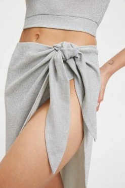 GOOD AMERICAN SPARKLE TIE SARONG | SILVER001