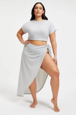 GOOD AMERICAN SPARKLE TIE SARONG | SILVER001