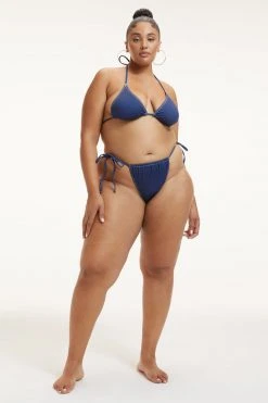 GOOD AMERICAN Bikini Tops DENIM TINY TIES TOP | INDIGO PRINT001