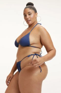 GOOD AMERICAN Bikini Tops DENIM TINY TIES TOP | INDIGO PRINT001