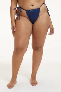 GOOD AMERICAN DENIM TINY TIES BOTTOM | INDIGO PRINT001 Bikini Bottoms