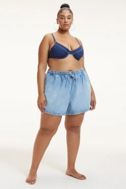 GOOD AMERICAN DENIM DEMI TOP | INDIGO PRINT001 Bikini Tops