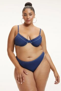 GOOD AMERICAN DENIM DEMI TOP | INDIGO PRINT001 Bikini Tops