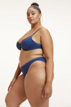 GOOD AMERICAN DENIM DEMI TOP | INDIGO PRINT001 Bikini Tops