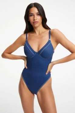GOOD AMERICAN DENIM SHOWOFF ONE-PIECE | INDIGO PRINT001