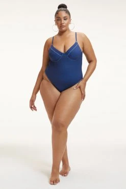 GOOD AMERICAN DENIM SHOWOFF ONE-PIECE | INDIGO PRINT001