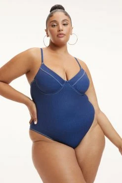 GOOD AMERICAN DENIM SHOWOFF ONE-PIECE | INDIGO PRINT001